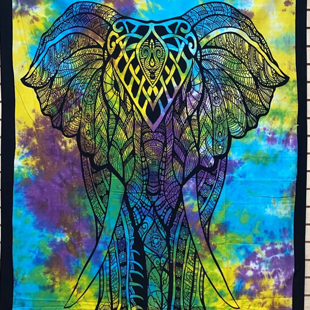 Geometric Elephant Tapestry